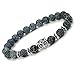 Gadblesjew Mens Womens Bracelet - Natural Wind Turquoise Agate Beads (Natural Wind Agate Owl)