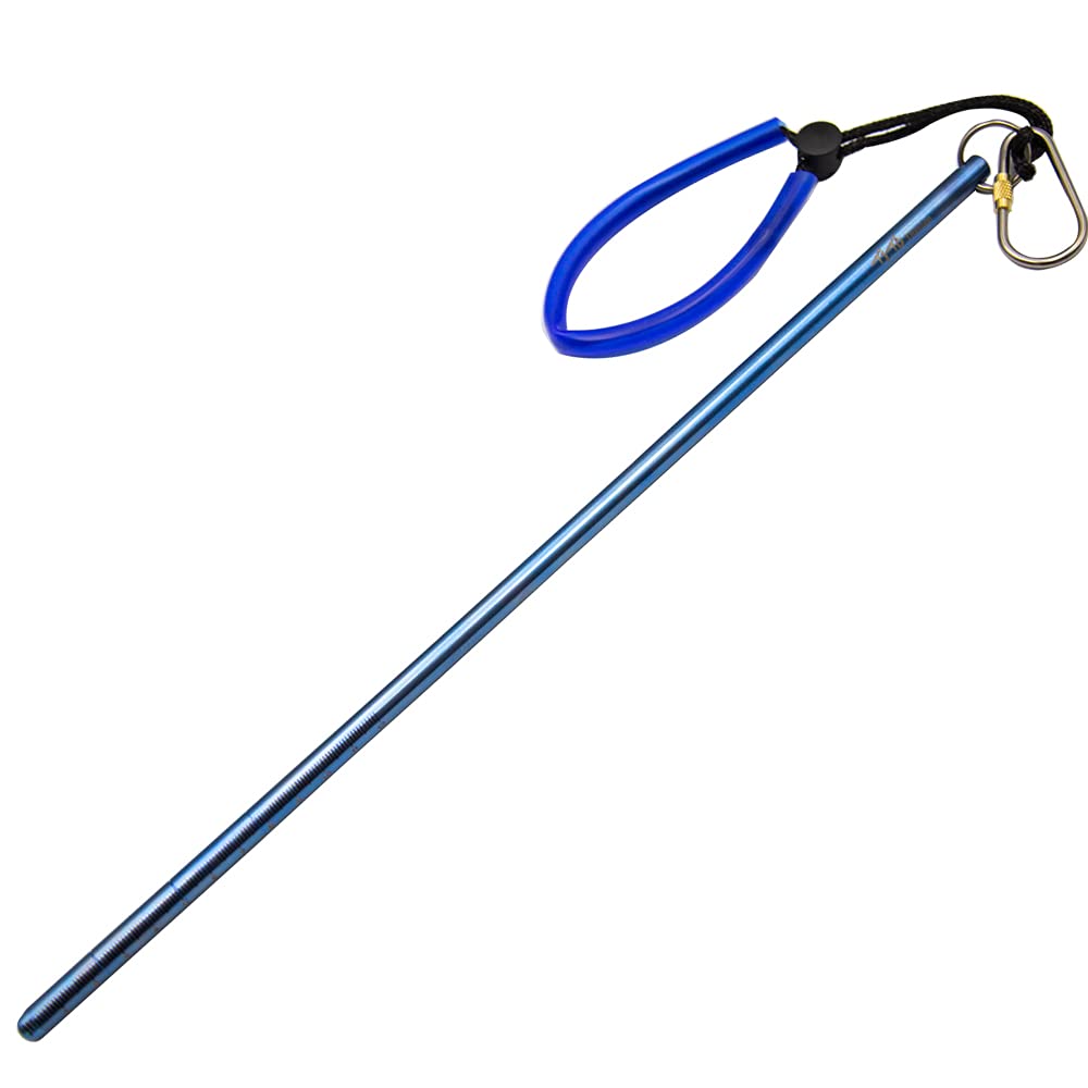 TiTo Titanium Scuba Diving 14''/35cm Titanium alloy Lobster Tickle Pointer Stick w/Measurement & Lanyard (Dark Blue)