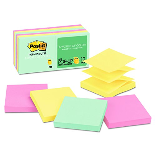 Post-it Pop-up Notes, 3 in x 3 in, Marseille Collection, 12 Pads/Pack, 100 Sheets/Pad (R330-12AP)