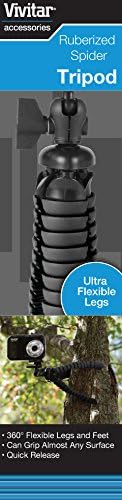 Vivitar 7 Inch Rubberized Flexible Sturdy Black Spider Tripod, Standard Camera Mount, Perfect for Travel (VIV-SP-7-BLK) - Image 4