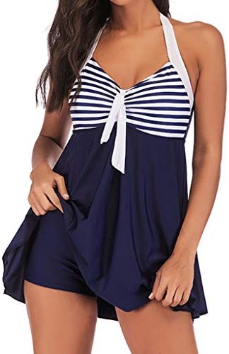Duseedik Women's Halter Plus Size Swimwear National Print Tankini Swimjupmsuit Plus Size Swimsuit Beachwear Padded