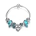 Presentski Love Heart Safe Chain Silver Plated Charm Bracelets with Sapphire Cubic Zirconia for Lover