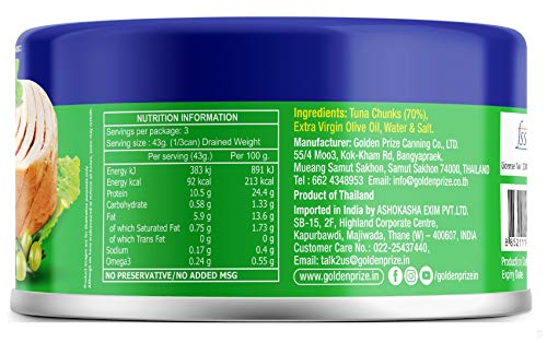 Golden Prize Tuna Chunks in Olive Oil, 185g (Pack of 1) 2 Golden Prize Tuna Chunks in Olive Oil, 185g (Pack of 1) - Image 2