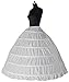 Petticoat, Women 6 Hoops Skirt Crinoline Petticoats Slips Floor Length for Bridal Gown White