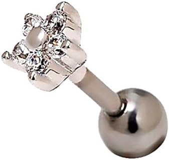 Gmhkonw Curve Eight Stud CZ Stud Earrings Ear Helix Conch Cartilage Bar Earring Piercing Stainless steel (silver)