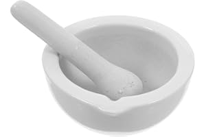 Luxshiny Ceramic Mortar and Pestle Set Grinding Bowl for Spices Garlic and Pills Smooth Porcelain Surface