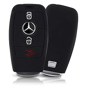 ASARAH Premium siliconen sleutelhoes compatibel met Mercedes Benz, beschermhoes autosleutel cover – zwart MB 3BKL-c