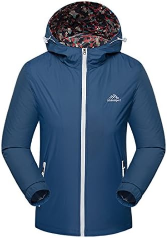 Couple’s Outdoor Sports Jacket Hooded Soft Shell Waterproof Raincoat for Climbing (M, Navy Blue(Men))