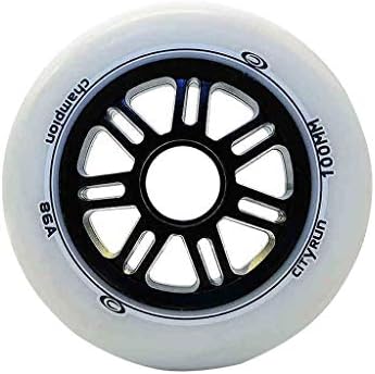 Ailj Inline Skates, 90MM-110MM High Elastic Wear Wheel A Set Of 8 Wheels Professional 86A High Elastic PU Speed Pulley White