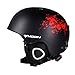 SUNVP Ski Helmet Integrally Windproof Lightweight Breathable Outdoors Snowboards Adult Snow Sports Helmet (Black/Red, L)
