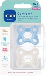 MAM Comfort Soothers 0-3 Months Pack of 2 with Sterilising Case Blue Cream view 2