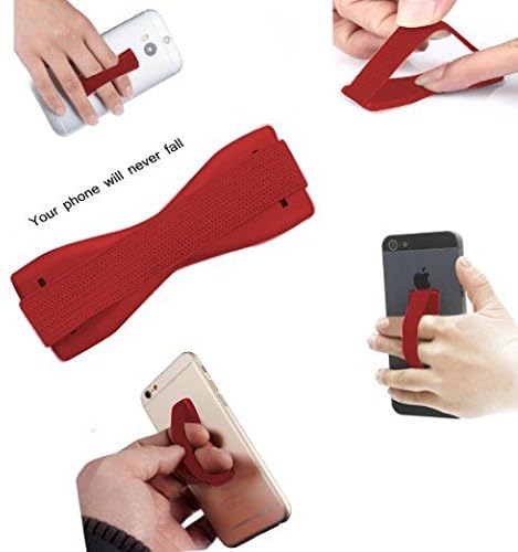 ONX3 (Red) Lenovo P2 Universal Anti-Slip Elastic Finger Mobile Phone Grip Holder With Strong Adhesive