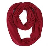 HDE Womens Lightweight Soft Sheer Jersey Long Infinity Loop Solid Color Scarf (Maroon)