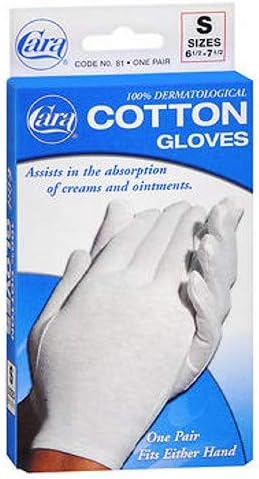 Cara 100% Dermatological Cotton Gloves Small 1 Pair (Pack Of 4)