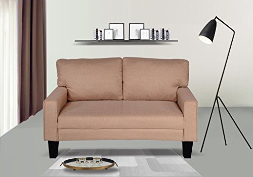 Container Direct Cynthia Contemporary Fabric Upholstered Loveseat, Beige