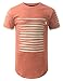 URBANCREWS Mens Hipster Hip Hop Ripped Zipper Crewneck T-shirt DUSTYPINK SMALL