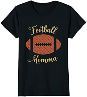 Womens Football Momma T-Shirt American Football Player Mom Tee Medium Black