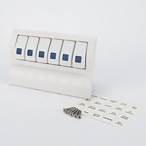 Bears MARINE BOAT WATERPROOF WHITE SWITCH PANEL 6 GANG BLUE LED ROCKER CIRCUIT BREAKER for boat RVs