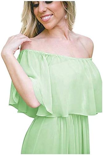 olise bridal Off Shoulder Chiffon Bridesmaid Dresses Strapless A-Line Evening Gown Long Prom Dress