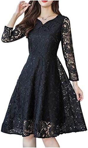 ネコート レース ドレス ワンピース 膝丈 長袖 フォーマル パーティ 卒業式 結婚式 二次会 お呼ばれ 春 レディース