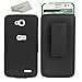 LG L90 Case, LG L90 Holster Case, SGM (TM) LG Optimus L90 Shell Holster Combo Protective Case with Kick-Stand Belt Clip Holster + SGM Microfiber Cleaning Cloth - (Black)