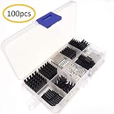 Easycargo 100pcs Heatsink Kit Small Cooler Heat Sink Set for Cooling Development Board Laptop CPU GPU VGA RAM VRAM VRM IC Chips LED MOSFET Transistor SCR Southbridge Northbridge Voltage Regulator