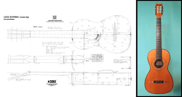 Plan of a Louis Panormo 1831 Early Classical Guitar - Full Scale Print