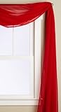 Editex Home Textiles Monique Sheer Window Scarf, 55 by 216-Inch, Red