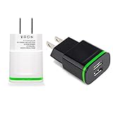 Power-7 Wall Charger 2-Pack 2.1A/5V 10.5W Dual Port USB Adapter Plug for Samsung Galaxy S7 S6 Edge, iPhone 7/6S Plus, iPad, HTC 10, LG G5, Google Pixel Nexus, BLU, Android Phone (Black/White)