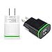 Power-7 Wall Charger 2-Pack 2.1A/5V 10.5W Dual Port USB Adapter Plug for Samsung Galaxy S8 Plus S7 S6 Edge, iPhone 7/6S Plus, iPad, HTC, LG G6 G5, Google Pixel Nexus, BLU, Android Phone (Black/White)