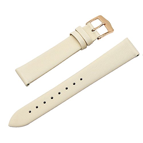 Beige 16mm Decent Simple Design Genuine Leather Semi-Matt Finish Wristwatch Watch Band Strap for Women