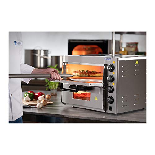 Royal Catering RCPO-3000-2PS-1 Pizzaoven elektrisch 2 kamers pizzabakoven pizza oven chamotte chamotte bodem (3000W, 2… - Afbeelding 5