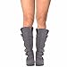 Generation Y Women's Knee High Mid Calf Flats Boots Sweater Knitted Cuff Buckles Wedge Rubber Sole