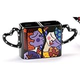 Romero Britto Double Interlocking  Kissing Couple Mug Set