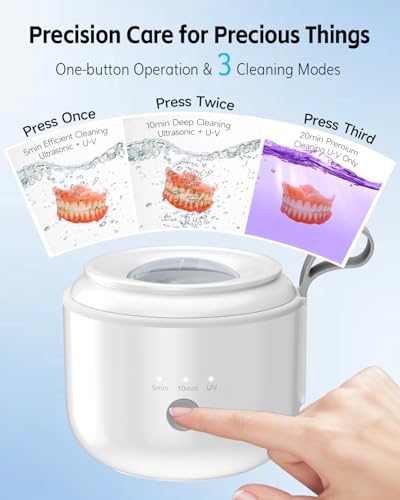 JeaTone Ultrasonic Retainer Cleaner, 48kHz Ultrasonic Cleaner Portable Cordless 200ML Retainer Cleaner | Dental Cleaning Pod for Deep Cleaning Night Guard, Tooth Splint, Braces, Mouth Guard, Jewelry