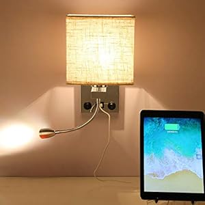 HITECHLIFE Nachtkastje wandlamp, E27 gepolijste chromen wandlamp met verstelbare LED zwanenhals leeslamp – 2 in 1 lezen…