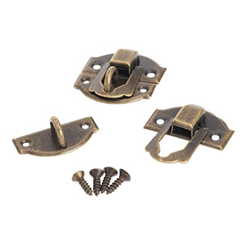Dophee 10pcs Antique Brass Decorative Hasp Jewelry Wooden Box Hasp Latch Lock With Screws