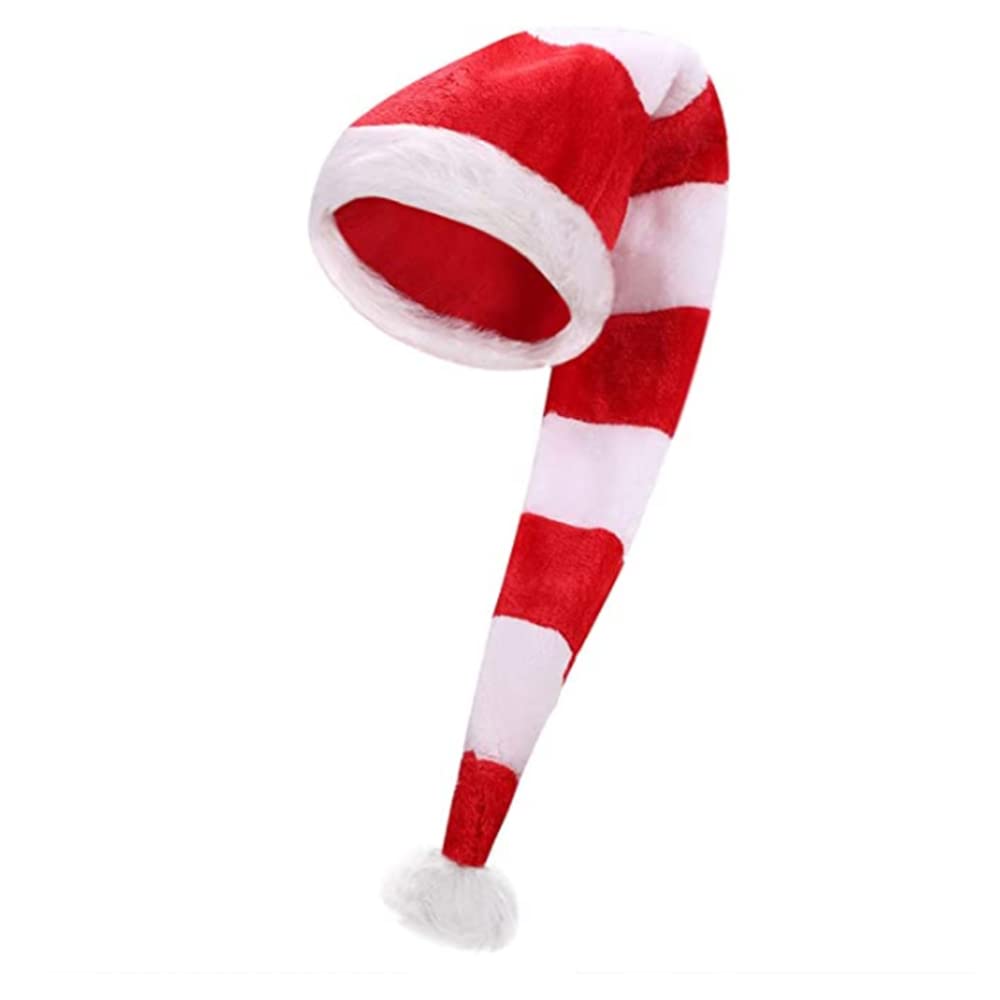 iNszkoos Unisex Christmas Long Striped Santa Claus Cap Red-White Elf Hat for Kids Adults, Christmas Headdress Accessory Props Xmas Holiday Theme Party