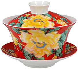 Red Peony Traditional Chinese Gaiwan Teacup Teacups 300ml