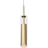 Kuzco Lighting Jarvis 3" Pendant | Brushed Gold Finish | Clear Glass Shade | Modern Cylindrical Pendant Light | Uses (1) GU10