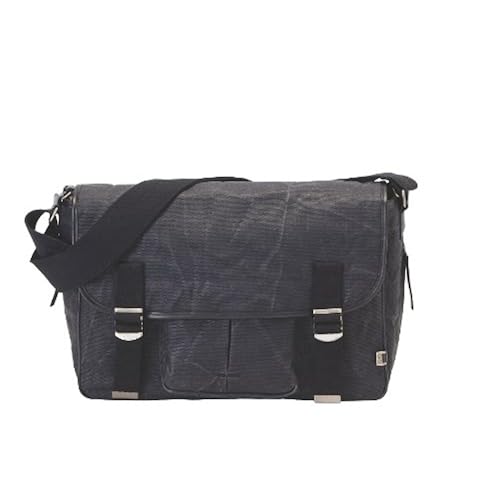 OiOi Men's Waxed Canvas Messenger Bag, Black Baby Products, Diapering, Diaper Bags
