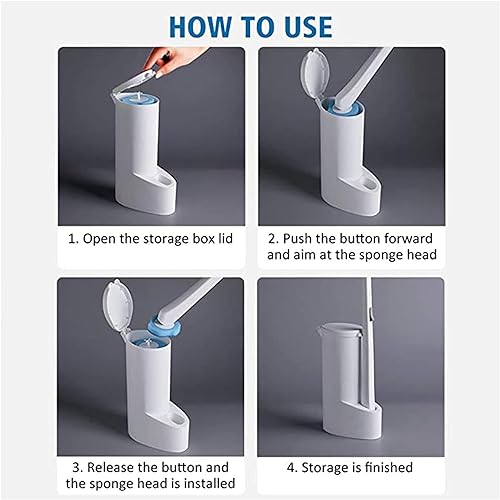 SKY-TOUCH Disposable Toilet Brush and Holder Bathroom Cleaner Kit with 16 Wand Replacement Heads - Disposable Touch Free & Hygienic Bathroom Accessory for Sparkling Toilet Bowl