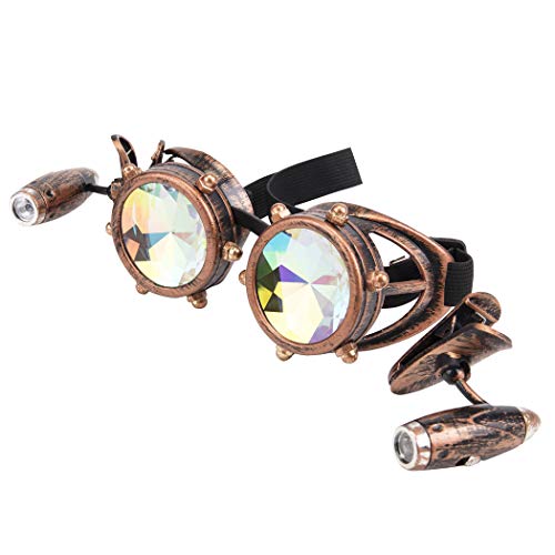 Vintage Rave Steampunk Glasses Kaleidoscope Festivals Goggles for Cosplay Party