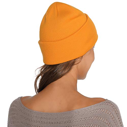 Winter Beanie Knit Hats for Men Women Skull Caps Fishermen Beanies Soft  Warm Ski Hat (Orange)