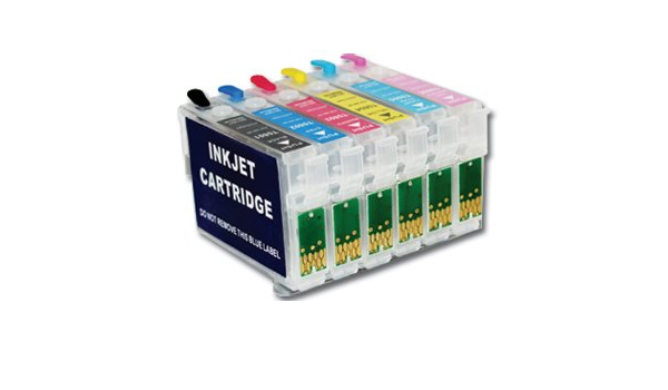 Vacío Juego de 6 cartuchos de tinta recargables t0821 ~ 6 81 N 82 N 82 T082  Epson Photo TX650 T50 TX700 W TX710 W tx810fw R290 R390 RX590 RX610 RX690  1410 TX800FW