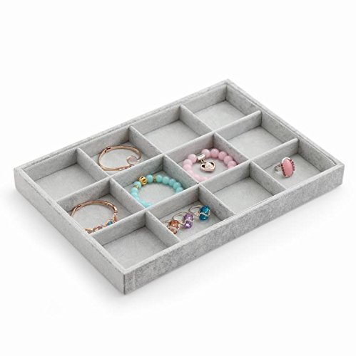 Nikgic - 1 Bandeja organizadora de Joyería con Anillos de Terciopelo y Caja de Almacenamiento, Terciopelo, A, 24 * 35 * 3CM