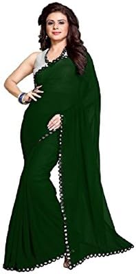 Kuber Enterprise Women's Georgette Saree with Blouse Piece (Green)