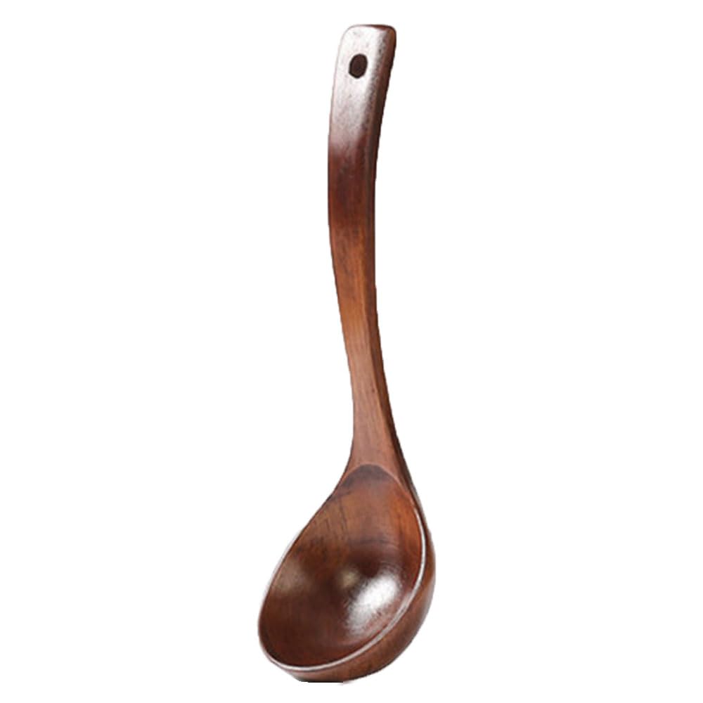 Wooden Ladle Spoon Set Long Handle Spoon Chinese Style Handcrafted Wooden Wood Soup Spoon Servin Spoon with Back HooksSpoon Set for Cooking Serving and Stirring