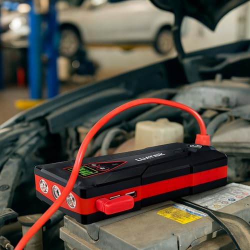Auxiliar de Partida Automotiva Portátil com Bateria Recarregável 12V, Função Powerbank 12000 mAh USB e Lanterna LED para Veículos