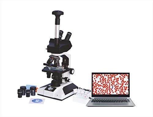 INDIA ESAW Pathological Doctor Compound Student Trinocular Microscope, 40X-1500X Mag., Led Illumination With Semi-Plan Achro Objectives And 1.3Mp Cmos Kit